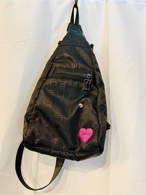 Juicy Couture Bag Black Sling with Pink Heart Accent NWT Recycled Polyester